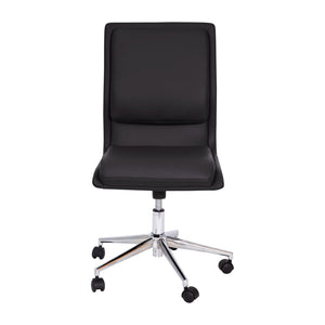 English Elm Madigan Mid-Back Armless Swivel Task Chair with LeatherSoft Upholstery and Chrome Base for Comfort Black GO-21111-BK-GG