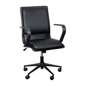 English Elm James Mid-Back Executive Office Chair with Ergonomic Design, Plush Padding, and Smooth Mobility Black LeatherSoft/Black Frame GO-21111B-BK-BK-GG