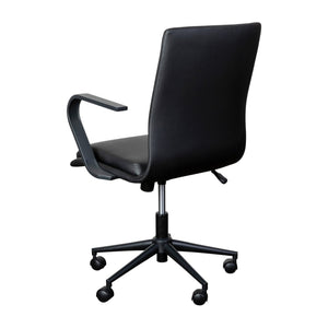 English Elm James Mid-Back Executive Office Chair with Ergonomic Design, Plush Padding, and Smooth Mobility Black LeatherSoft/Black Frame GO-21111B-BK-BK-GG