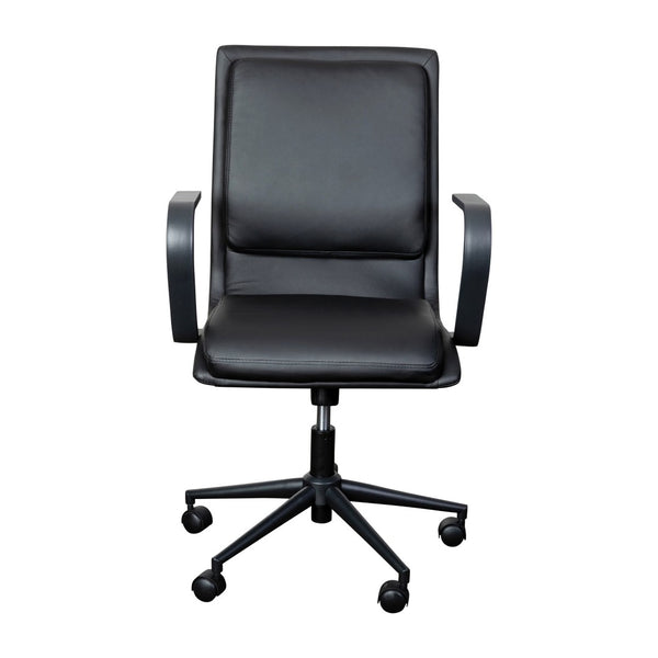 English Elm James Mid-Back Executive Office Chair with Ergonomic Design, Plush Padding, and Smooth Mobility Black LeatherSoft/Black Frame GO-21111B-BK-BK-GG