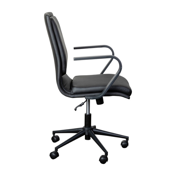 English Elm James Mid-Back Executive Office Chair with Ergonomic Design, Plush Padding, and Smooth Mobility Black LeatherSoft/Black Frame GO-21111B-BK-BK-GG