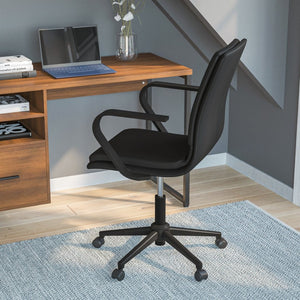 English Elm James Mid-Back Executive Office Chair with Ergonomic Design, Plush Padding, and Smooth Mobility Black LeatherSoft/Black Frame GO-21111B-BK-BK-GG