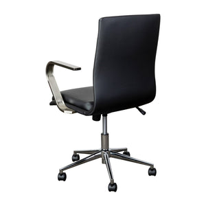 English Elm James Mid-Back Executive Office Chair with Ergonomic Design, Plush Padding, and Smooth Mobility Black LeatherSoft/Chrome Frame GO-21111B-BK-CHR-GG