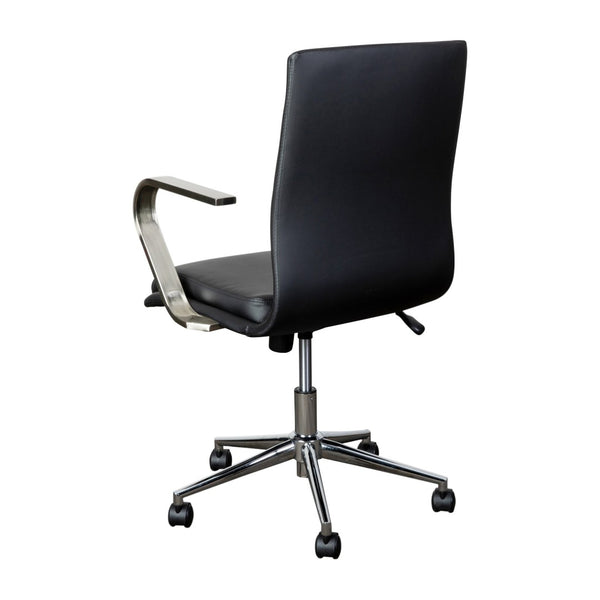 English Elm James Mid-Back Executive Office Chair with Ergonomic Design, Plush Padding, and Smooth Mobility Black LeatherSoft/Chrome Frame GO-21111B-BK-CHR-GG