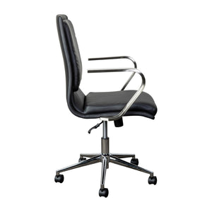 English Elm James Mid-Back Executive Office Chair with Ergonomic Design, Plush Padding, and Smooth Mobility Black LeatherSoft/Chrome Frame GO-21111B-BK-CHR-GG