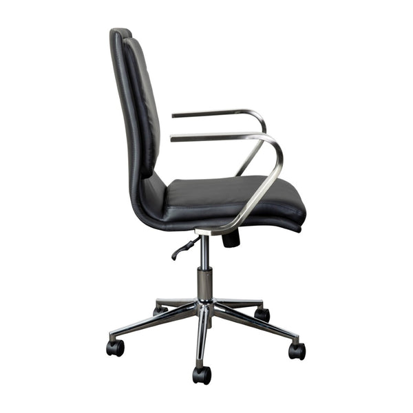 English Elm James Mid-Back Executive Office Chair with Ergonomic Design, Plush Padding, and Smooth Mobility Black LeatherSoft/Chrome Frame GO-21111B-BK-CHR-GG