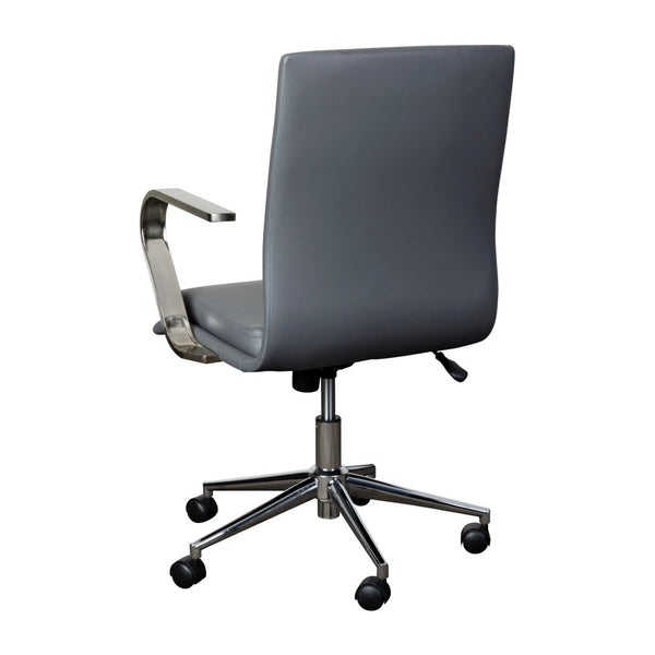English Elm James Mid-Back Executive Office Chair with Ergonomic Design, Plush Padding, and Smooth Mobility Gray LeatherSoft/Chrome Frame GO-21111B-GY-CHR-GG