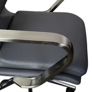 English Elm James Mid-Back Executive Office Chair with Ergonomic Design, Plush Padding, and Smooth Mobility Gray LeatherSoft/Chrome Frame GO-21111B-GY-CHR-GG