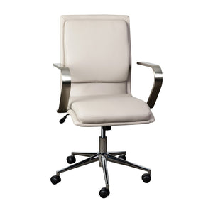 English Elm James Mid-Back Executive Office Chair with Ergonomic Design, Plush Padding, and Smooth Mobility Taupe LeatherSoft/Chrome Frame GO-21111B-TAUPE-CHR-GG
