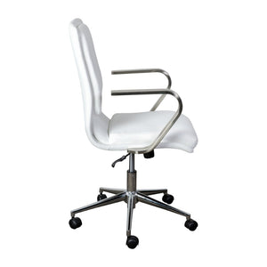 English Elm James Mid-Back Executive Office Chair with Ergonomic Design, Plush Padding, and Smooth Mobility White LeatherSoft/Chrome Frame GO-21111B-WH-CHR-GG