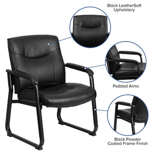 English Elm HERCULES Big & Tall 500 lb. Black LeatherSoft Executive Side Chair - Comfort & Style Combined! GO-2136-GG