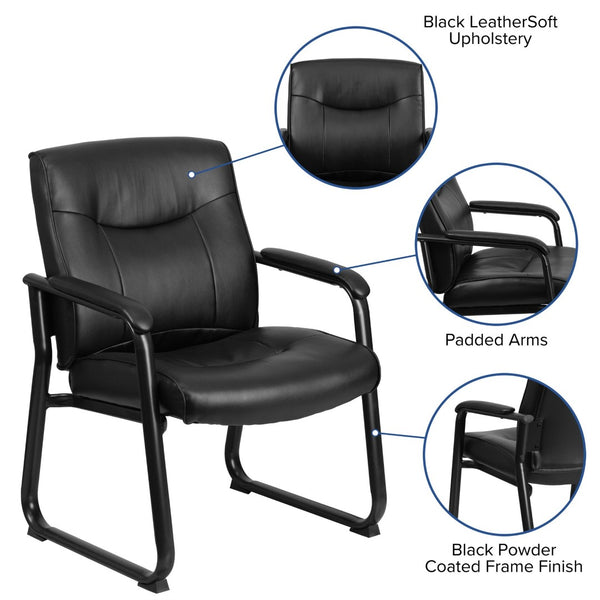 English Elm HERCULES Big & Tall 500 lb. Black LeatherSoft Executive Side Chair - Comfort & Style Combined! GO-2136-GG