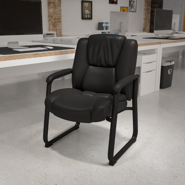English Elm Reception Chairs | Ergonomic Black LeatherSoft Seating for Office, Lobby, and Conference Rooms GO-2138-GG