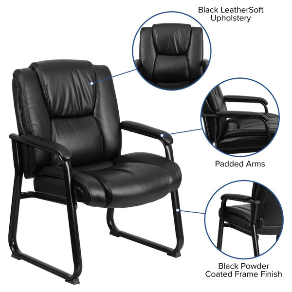 English Elm Reception Chairs | Ergonomic Black LeatherSoft Seating for Office, Lobby, and Conference Rooms GO-2138-GG