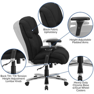 English Elm HERCULES 24/7 Heavy-Duty Executive Ergonomic Office Chair for Big & Tall Professionals, 400 lb Capacity Black Fabric GO-2149-GG