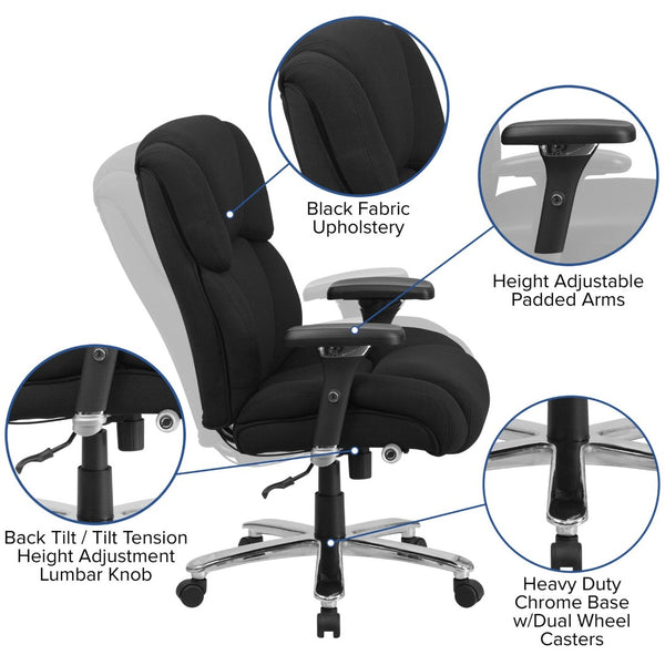 English Elm HERCULES 24/7 Heavy-Duty Executive Ergonomic Office Chair for Big & Tall Professionals, 400 lb Capacity Black Fabric GO-2149-GG