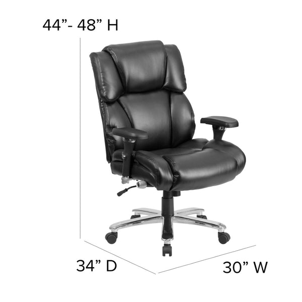 English Elm HERCULES 24/7 Heavy-Duty Executive Ergonomic Office Chair for Big & Tall Professionals, 400 lb Capacity Black LeatherSoft GO-2149-LEA-GG