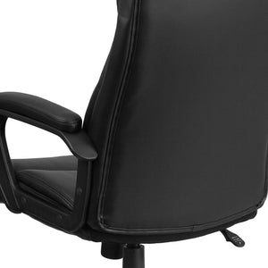 English Elm Raya High Back Executive Swivel Chair in Black LeatherSoft with Mesh Accent for Ultimate Comfort GO-2196-1-GG