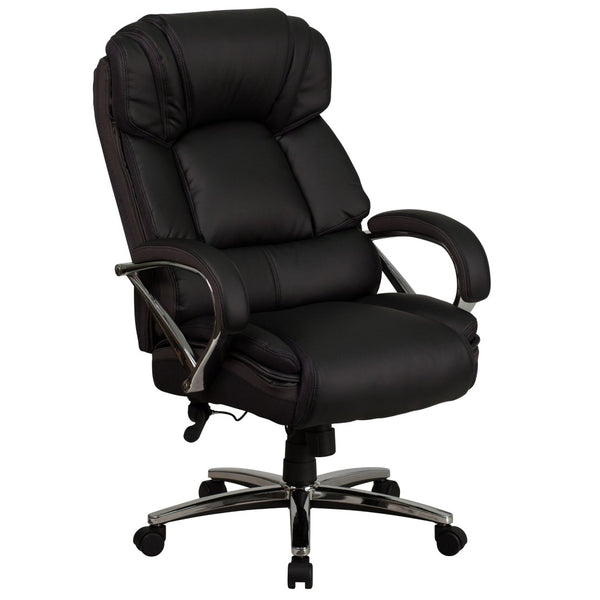 English Elm HERCULES Big & Tall Executive Swivel Chair - 500 lb Capacity, Ergonomic Support & Stylish Black Leather GO-2222-GG