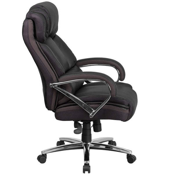 English Elm HERCULES Big & Tall Executive Swivel Chair - 500 lb Capacity, Ergonomic Support & Stylish Black Leather GO-2222-GG