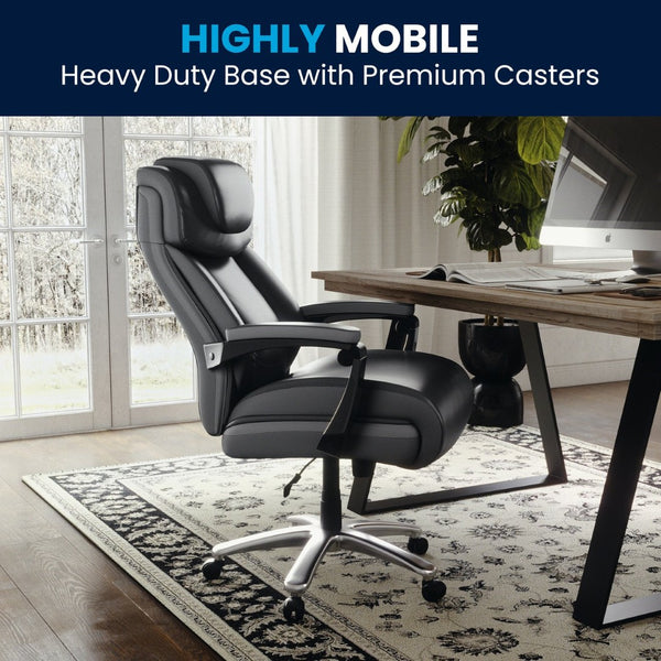 English Elm HERCULES Series Big & Tall 500 lb. Rated Executive Ergonomic Office Chair with Adjustable Headrest Black GO-2223-BK-GG