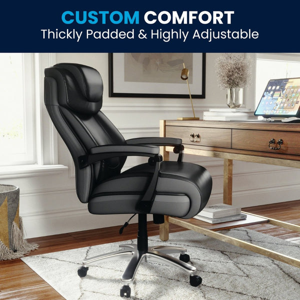 English Elm HERCULES Series Big & Tall 500 lb. Rated Executive Ergonomic Office Chair with Adjustable Headrest Black GO-2223-BK-GG