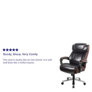 English Elm HERCULES Series Big & Tall 500 lb. Rated Executive Ergonomic Office Chair with Adjustable Headrest Brown GO-2223-BN-GG