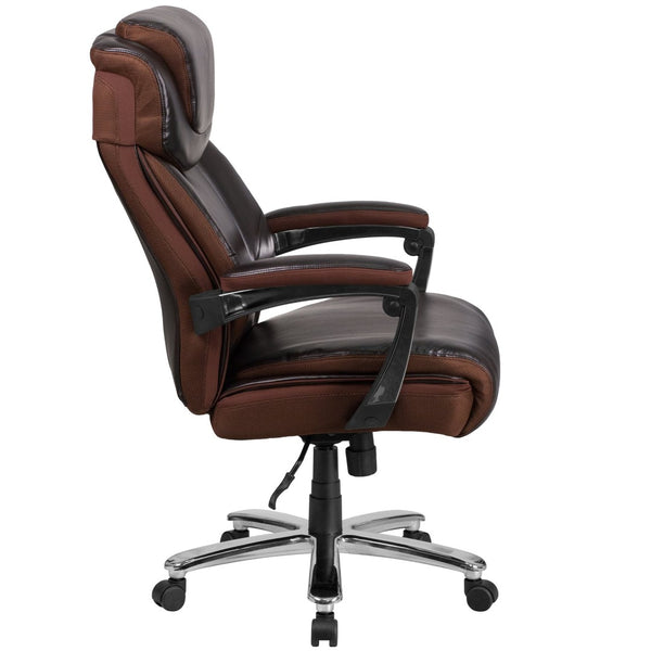 English Elm HERCULES Series Big & Tall 500 lb. Rated Executive Ergonomic Office Chair with Adjustable Headrest Brown GO-2223-BN-GG