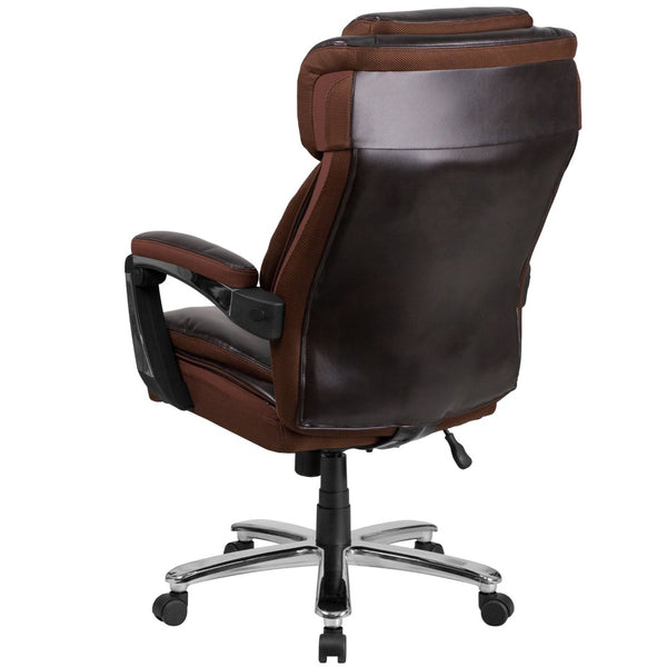 English Elm HERCULES Series Big & Tall 500 lb. Rated Executive Ergonomic Office Chair with Adjustable Headrest Brown GO-2223-BN-GG