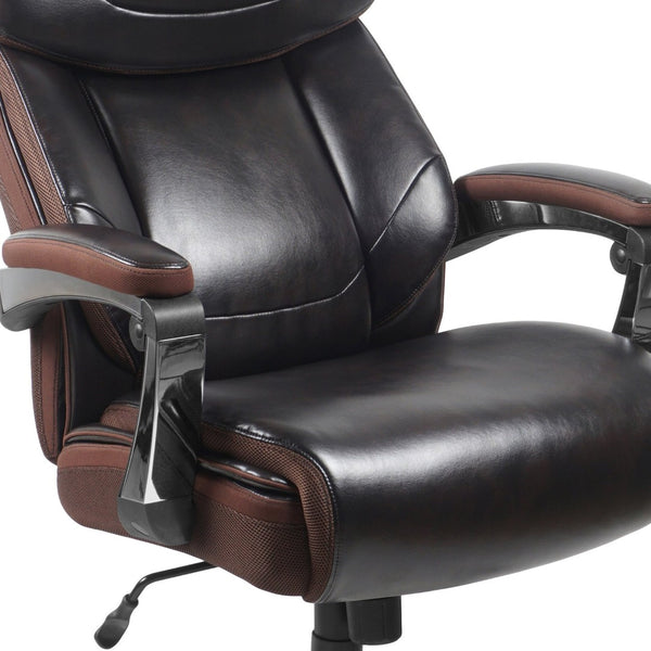 English Elm HERCULES Series Big & Tall 500 lb. Rated Executive Ergonomic Office Chair with Adjustable Headrest Brown GO-2223-BN-GG