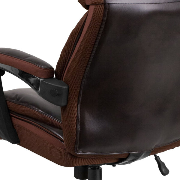 English Elm HERCULES Series Big & Tall 500 lb. Rated Executive Ergonomic Office Chair with Adjustable Headrest Brown GO-2223-BN-GG