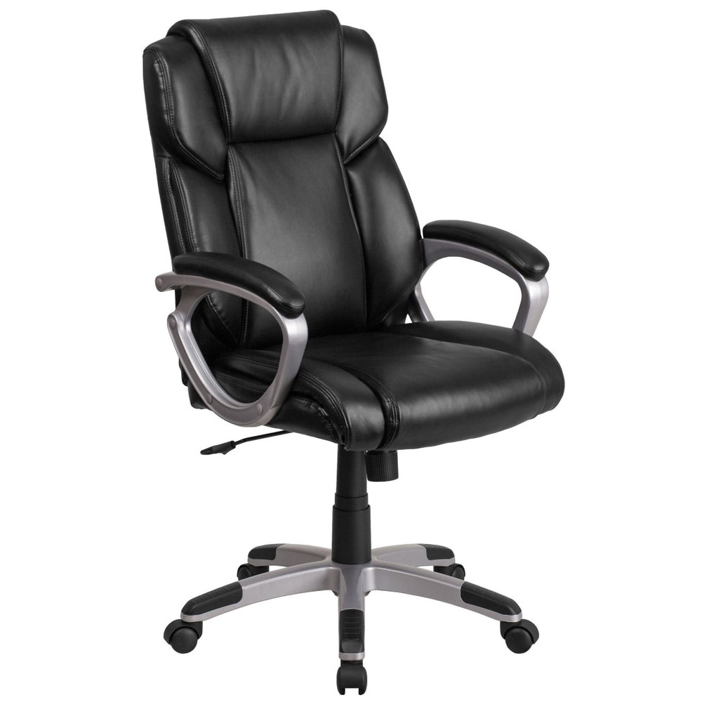 English Elm Carolyn Mid-Back LeatherSoft Executive Office Chair with Ergonomic Support & Padded Arms for Comfort Black GO-2236M-BK-GG