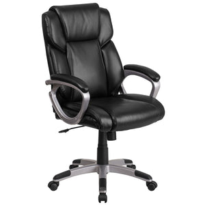 English Elm Carolyn Mid-Back LeatherSoft Executive Office Chair with Ergonomic Support & Padded Arms for Comfort Black GO-2236M-BK-GG