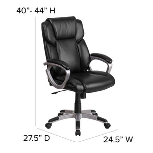 English Elm Carolyn Mid-Back LeatherSoft Executive Office Chair with Ergonomic Support & Padded Arms for Comfort Black GO-2236M-BK-GG