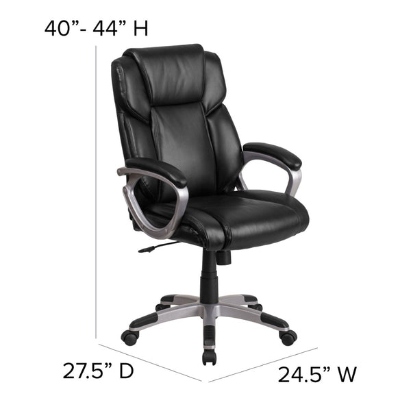 English Elm Carolyn Mid-Back LeatherSoft Executive Office Chair with Ergonomic Support & Padded Arms for Comfort Black GO-2236M-BK-GG