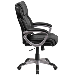 English Elm Carolyn Mid-Back LeatherSoft Executive Office Chair with Ergonomic Support & Padded Arms for Comfort Black GO-2236M-BK-GG
