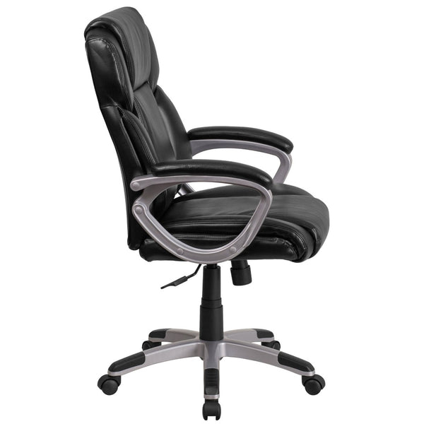 English Elm Carolyn Mid-Back LeatherSoft Executive Office Chair with Ergonomic Support & Padded Arms for Comfort Black GO-2236M-BK-GG