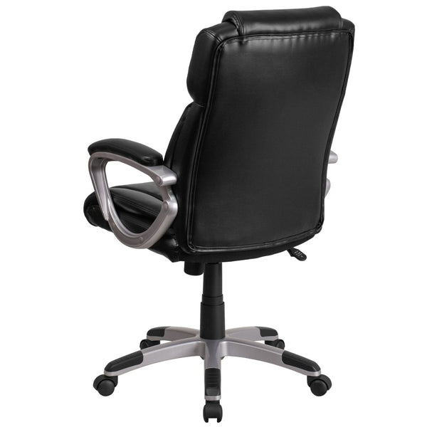 English Elm Carolyn Mid-Back LeatherSoft Executive Office Chair with Ergonomic Support & Padded Arms for Comfort Black GO-2236M-BK-GG