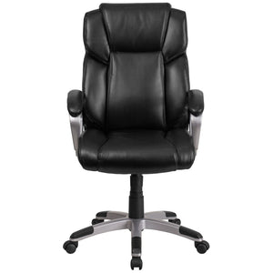 English Elm Carolyn Mid-Back LeatherSoft Executive Office Chair with Ergonomic Support & Padded Arms for Comfort Black GO-2236M-BK-GG
