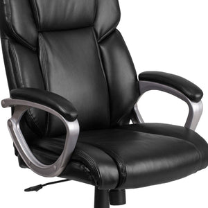 English Elm Carolyn Mid-Back LeatherSoft Executive Office Chair with Ergonomic Support & Padded Arms for Comfort Black GO-2236M-BK-GG