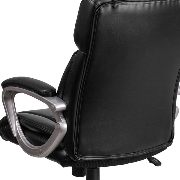 English Elm Carolyn Mid-Back LeatherSoft Executive Office Chair with Ergonomic Support & Padded Arms for Comfort Black GO-2236M-BK-GG