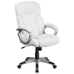 English Elm Carolyn Mid-Back LeatherSoft Executive Office Chair with Ergonomic Support & Padded Arms for Comfort White GO-2236M-WH-GG