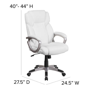 English Elm Carolyn Mid-Back LeatherSoft Executive Office Chair with Ergonomic Support & Padded Arms for Comfort White GO-2236M-WH-GG