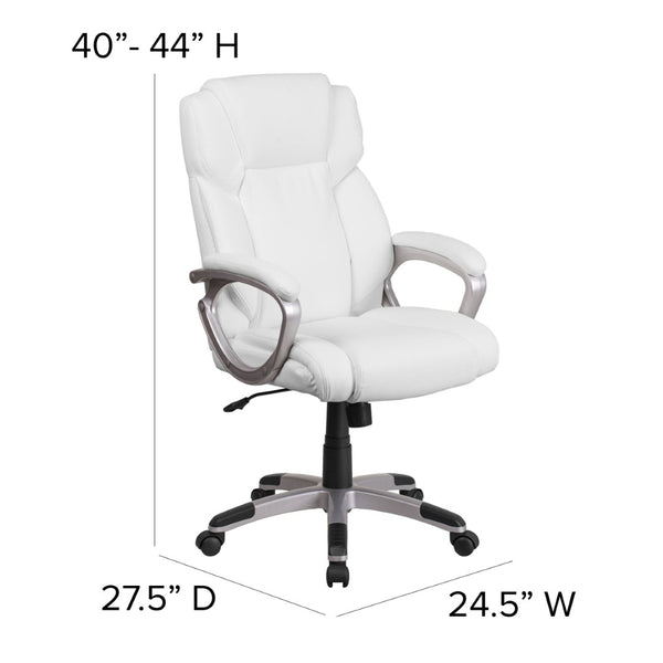 English Elm Carolyn Mid-Back LeatherSoft Executive Office Chair with Ergonomic Support & Padded Arms for Comfort White GO-2236M-WH-GG