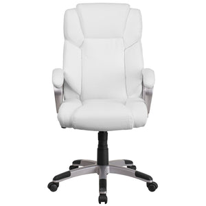 English Elm Carolyn Mid-Back LeatherSoft Executive Office Chair with Ergonomic Support & Padded Arms for Comfort White GO-2236M-WH-GG