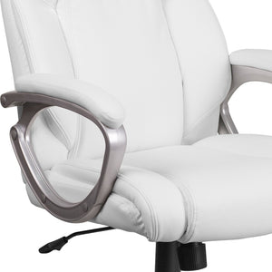 English Elm Carolyn Mid-Back LeatherSoft Executive Office Chair with Ergonomic Support & Padded Arms for Comfort White GO-2236M-WH-GG