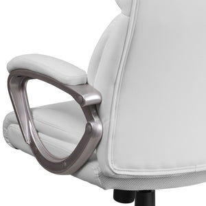 English Elm Carolyn Mid-Back LeatherSoft Executive Office Chair with Ergonomic Support & Padded Arms for Comfort White GO-2236M-WH-GG