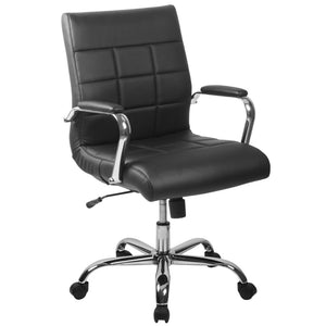 English Elm Vivian Mid-Back Executive Swivel Office Chair with Chrome Base for Comfort and Ergonomic Support Black GO-2240-BK-GG