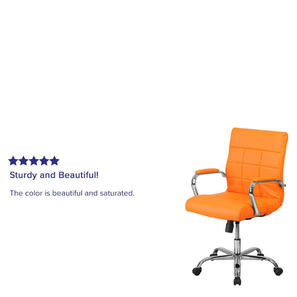 English Elm Vivian Mid-Back Executive Swivel Office Chair with Chrome Base for Comfort and Ergonomic Support Orange GO-2240-ORG-GG