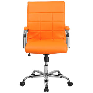 English Elm Vivian Mid-Back Executive Swivel Office Chair with Chrome Base for Comfort and Ergonomic Support Orange GO-2240-ORG-GG